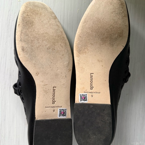 Larroude Blair Broderie Ballet Flat In Black Leather